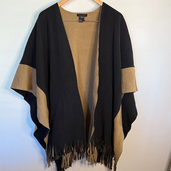 Rachel Roy Colorblock Shawl / Poncho with Fringe - Picture 1 of 7
